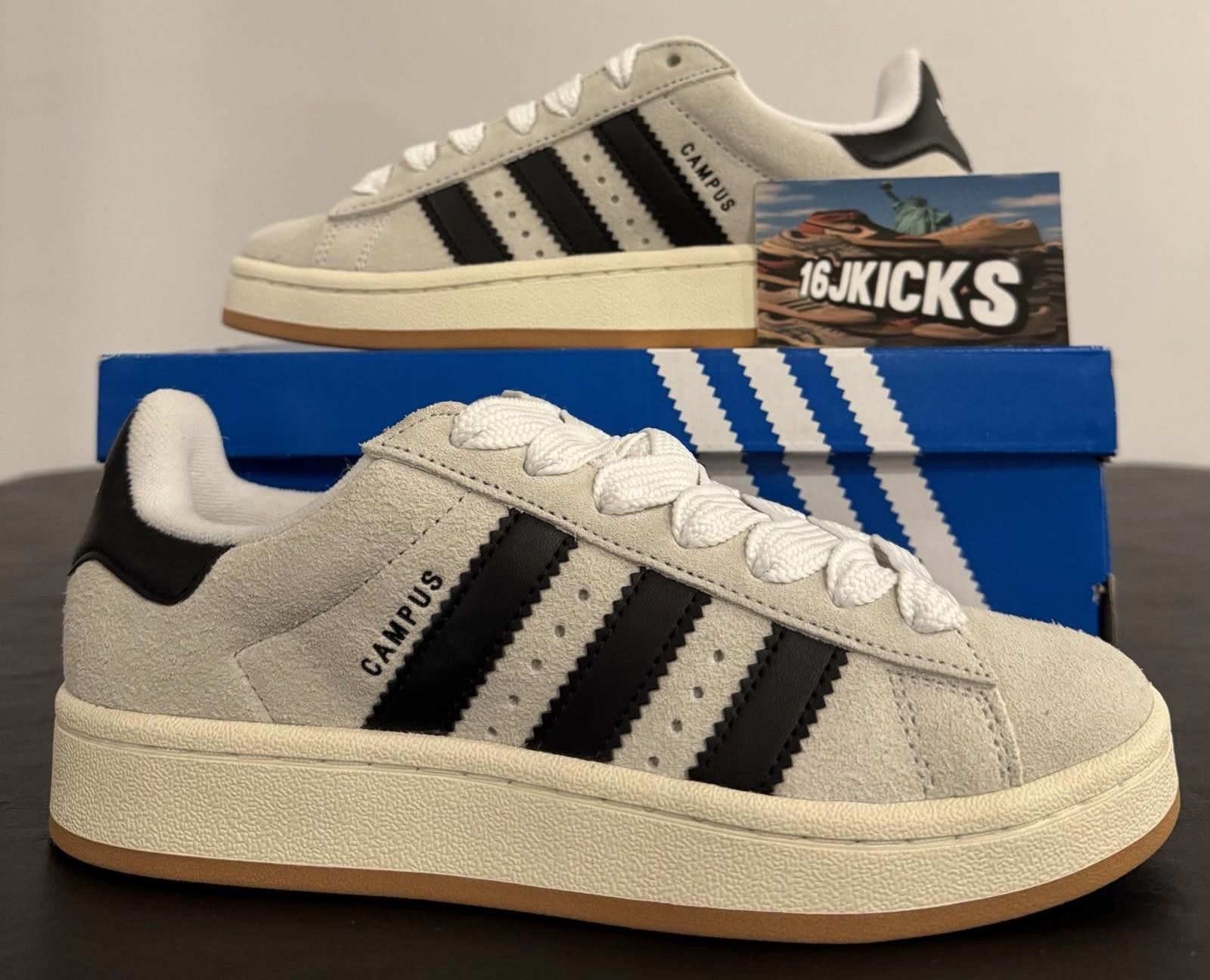Adidas Size 5 - adidas Campus 00s Crystal White Black W Size US 5 / IT 35 - 1 Thumbnail