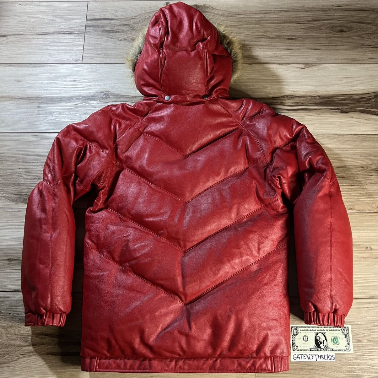 Supreme Supreme FW05 Leather Down Puffer Jacket Red Fur Trim Vintage Size US M / EU 48-50 / 2 - 13 Thumbnail