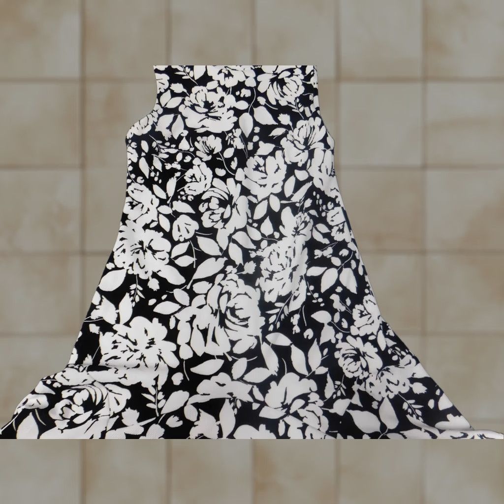 Vintage Shelby & Palmer Womens Dress A-Line 10 White Floral Ruffle Sleeveless Crew Neck Zip Lined Long Fall Women Buds & Palmer Size L / US 10 / IT 46 - 1 Thumbnail