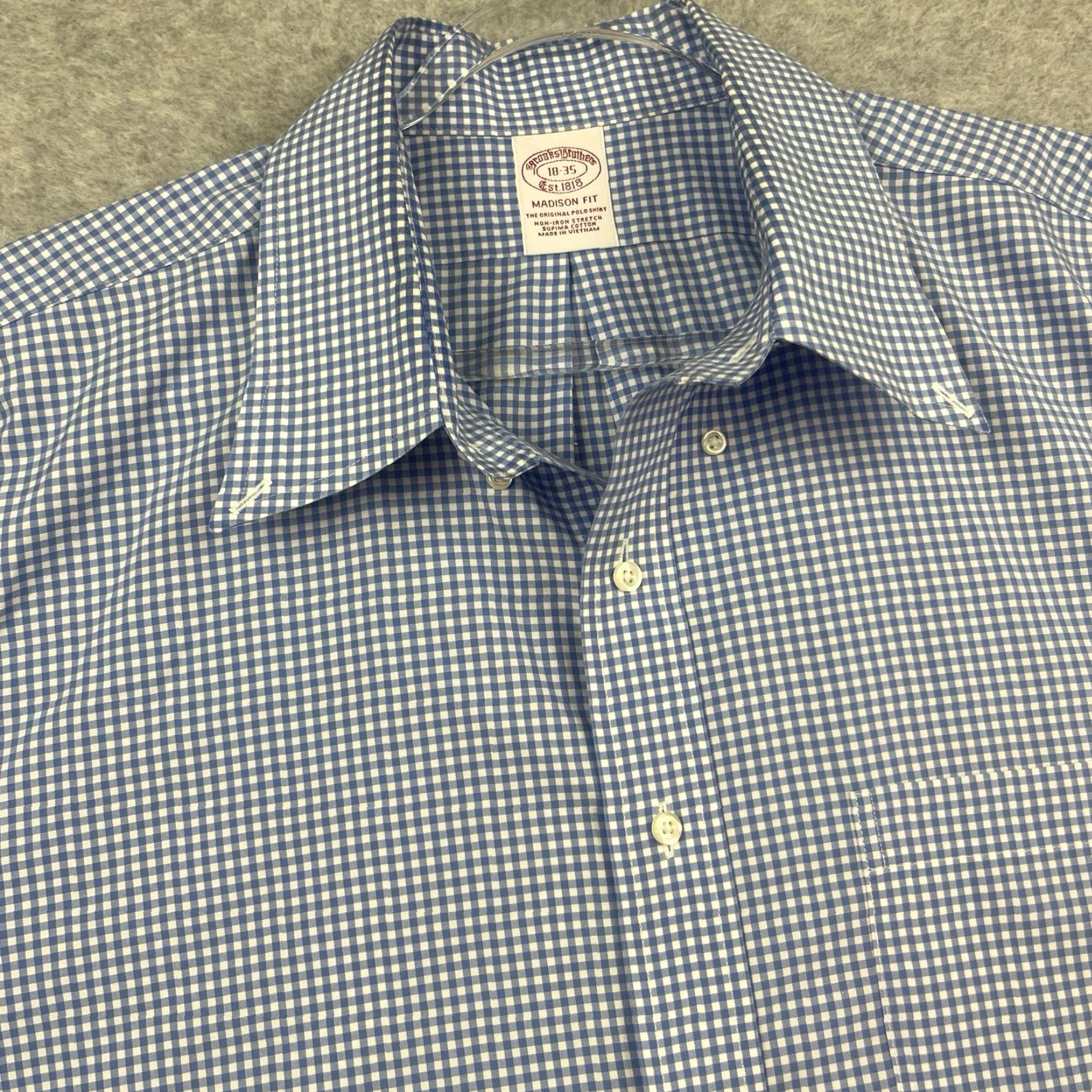 Brooks Brothers Brooks Brothers Work Shirt Men 18 35 Blue Gingham Madison Fit Supima Cotton Shirt Dress Shirt Non-Iron Wrinkle-Free Button-Down Size US XXL / EU 58 / 5 - 2 Thumbnail