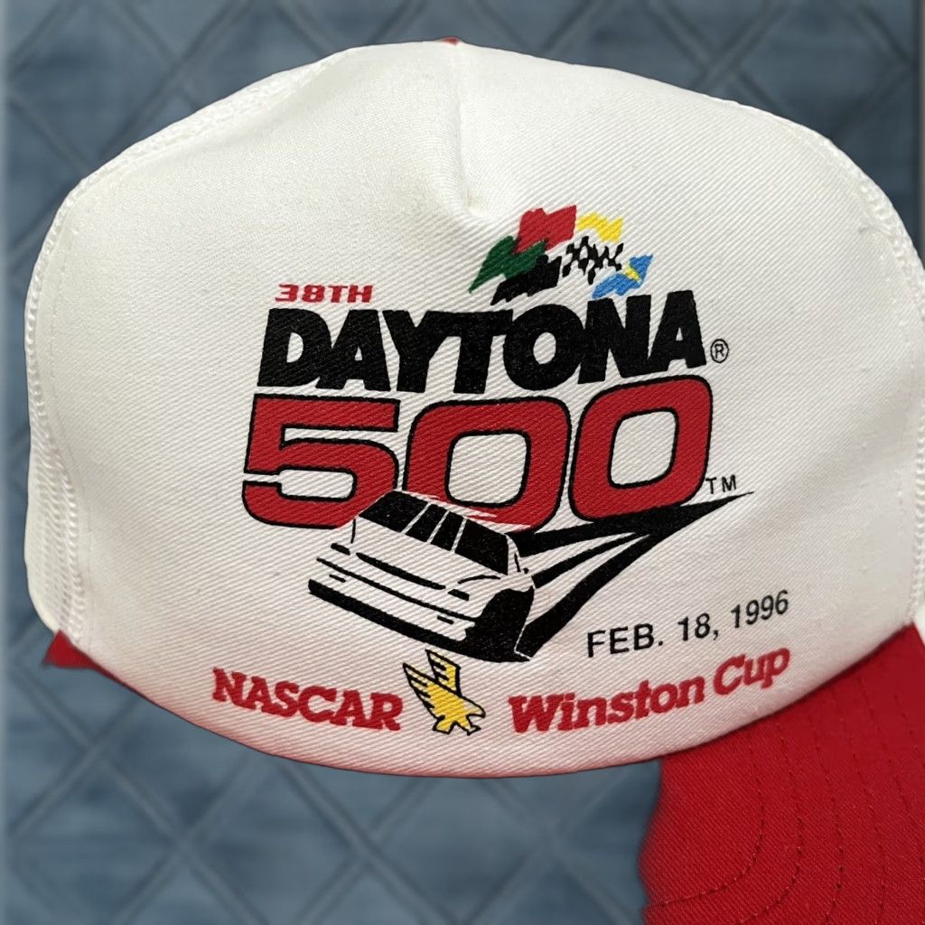 NASCAR VINTAGE Daytona 500 Hat Cap Snap Back NASCAR Winston Cup White One Size Mens 90s USA Size ONE SIZE - 1 Thumbnail