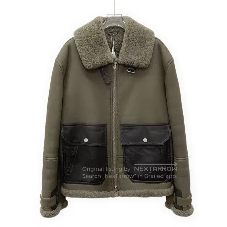 Hermes Hermes Brown green sheepskin collar zipper long sleeve lea Size US M / EU 48-50 / 2 - 1 Thumbnail