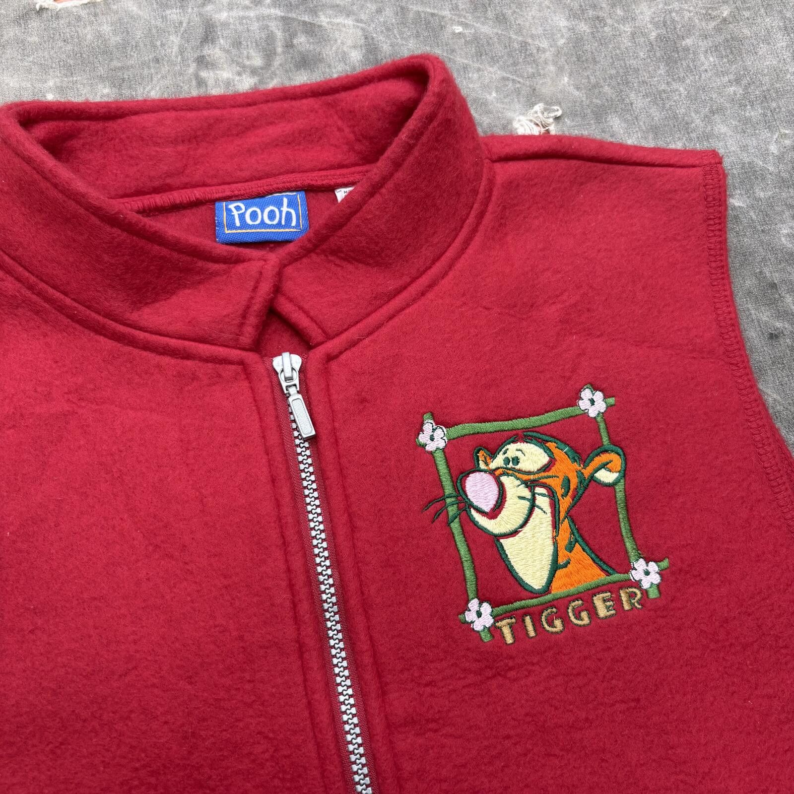 Disney Vintage 90s Disney Embroidered Tigger Fleece Full Zip Vest Size M / US 6-8 / IT 42-44 - 2 Thumbnail