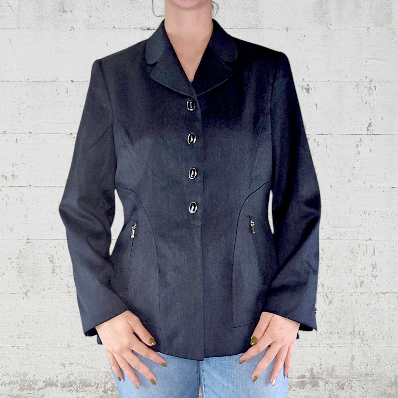 Albert Nipon Albert Nipon 80s Wool Blazer Charcoal Size 10 Size L / US 10 / IT 46 - 3 Thumbnail