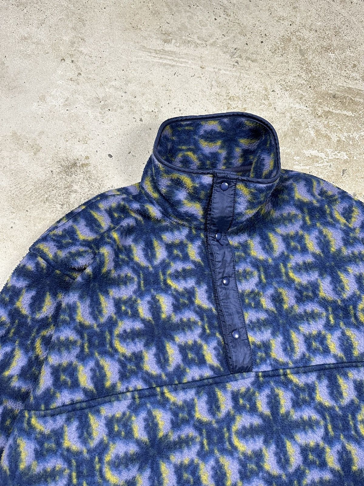 Japanese Brand × Vintage ‼️ Vintage 90s Navy Fleece Sherpa 1/3 Buttons Sweatshirt Size US XL / EU 56 / 4 - 5 Thumbnail