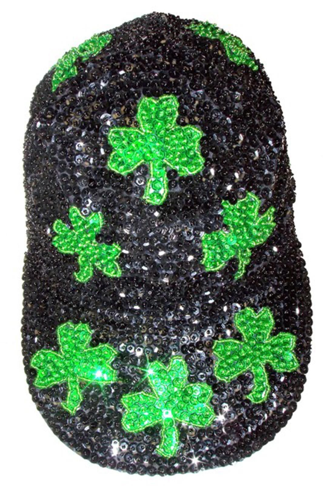 Designer Sequin Baseball Cap BLACK with SHAMROCK Size ONE SIZE - 1 Preview