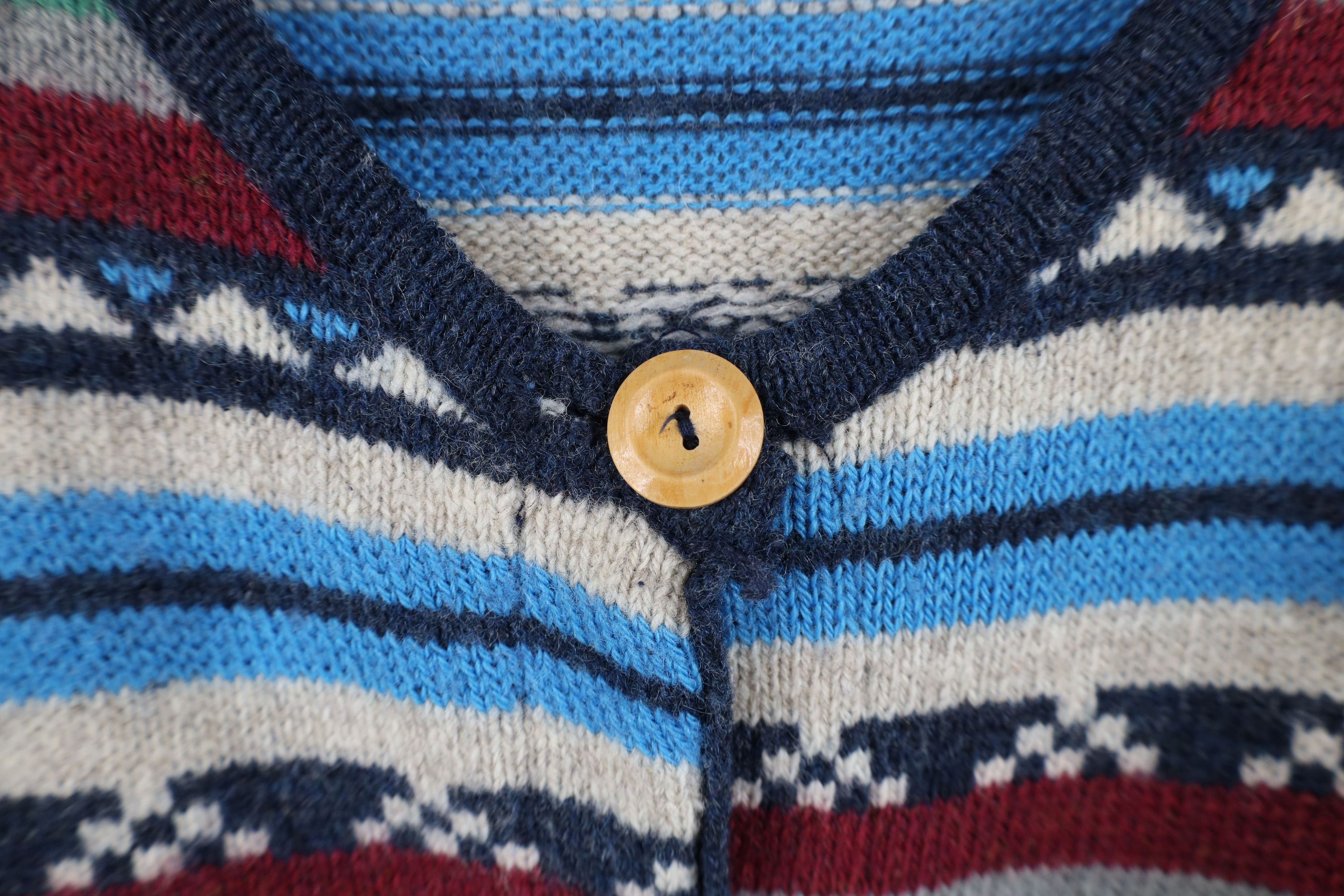 Vintage Vintage 90s Streetwear Fair Isle Knit Cardigan Sweater Size L / US 10 / IT 46 - 7 Thumbnail