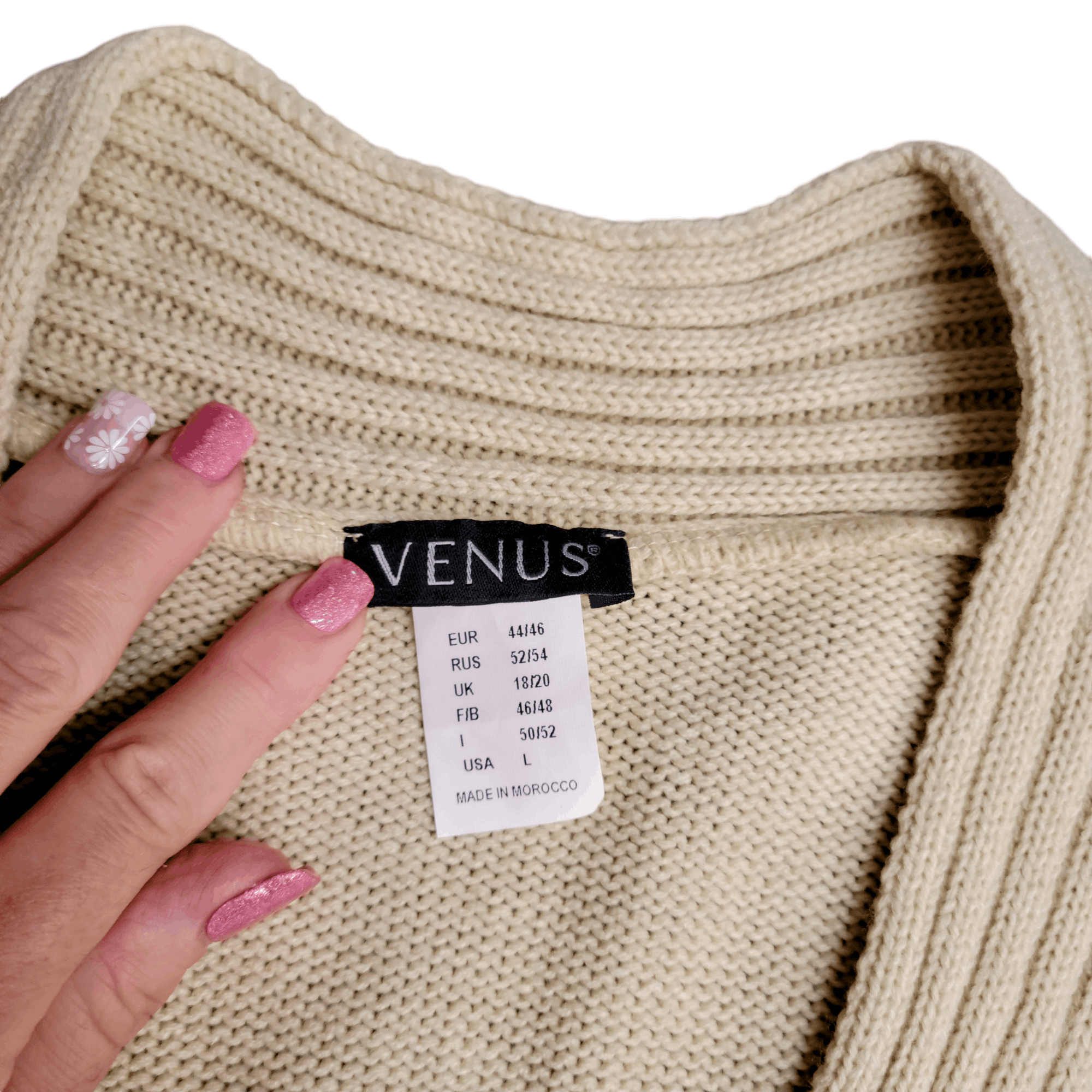 Venus Venus Neutral Tan Sexy Cable Knit Sweater NEW Size L / US 10 / IT 46 - 6 Thumbnail