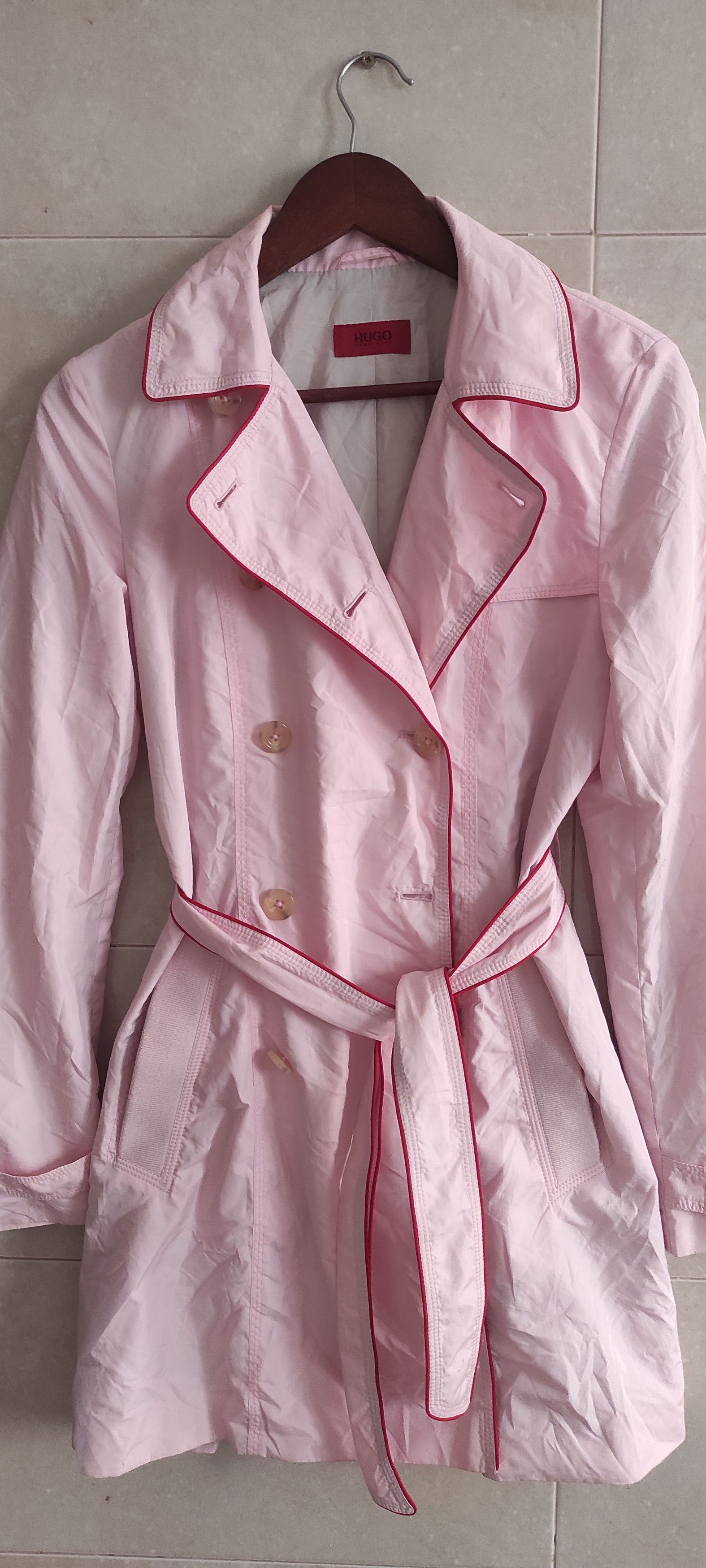 Hugo Boss × Vintage Hugo Boss Classic Double-breasted Trench Coat Light Pink Size S / US 4 / IT 40 - 3 Thumbnail