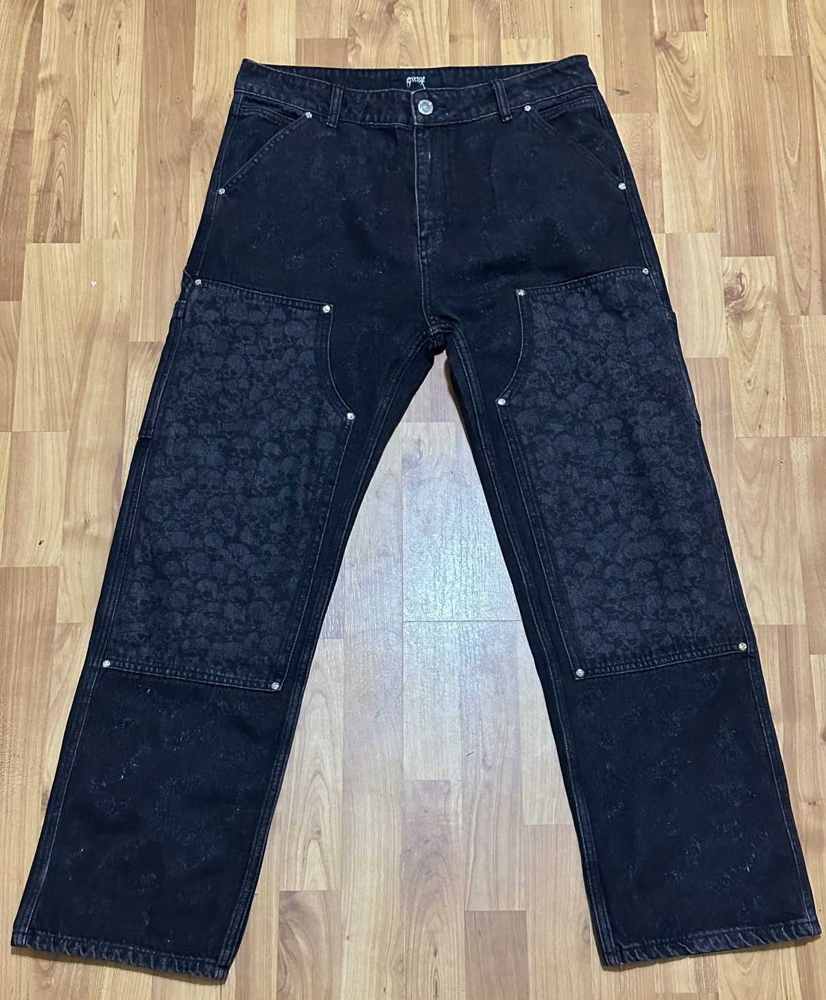 Revenge Revenge Catacombs Carpenter Denim Washed Burgundy Size US 32 / EU 48 - 3 Thumbnail
