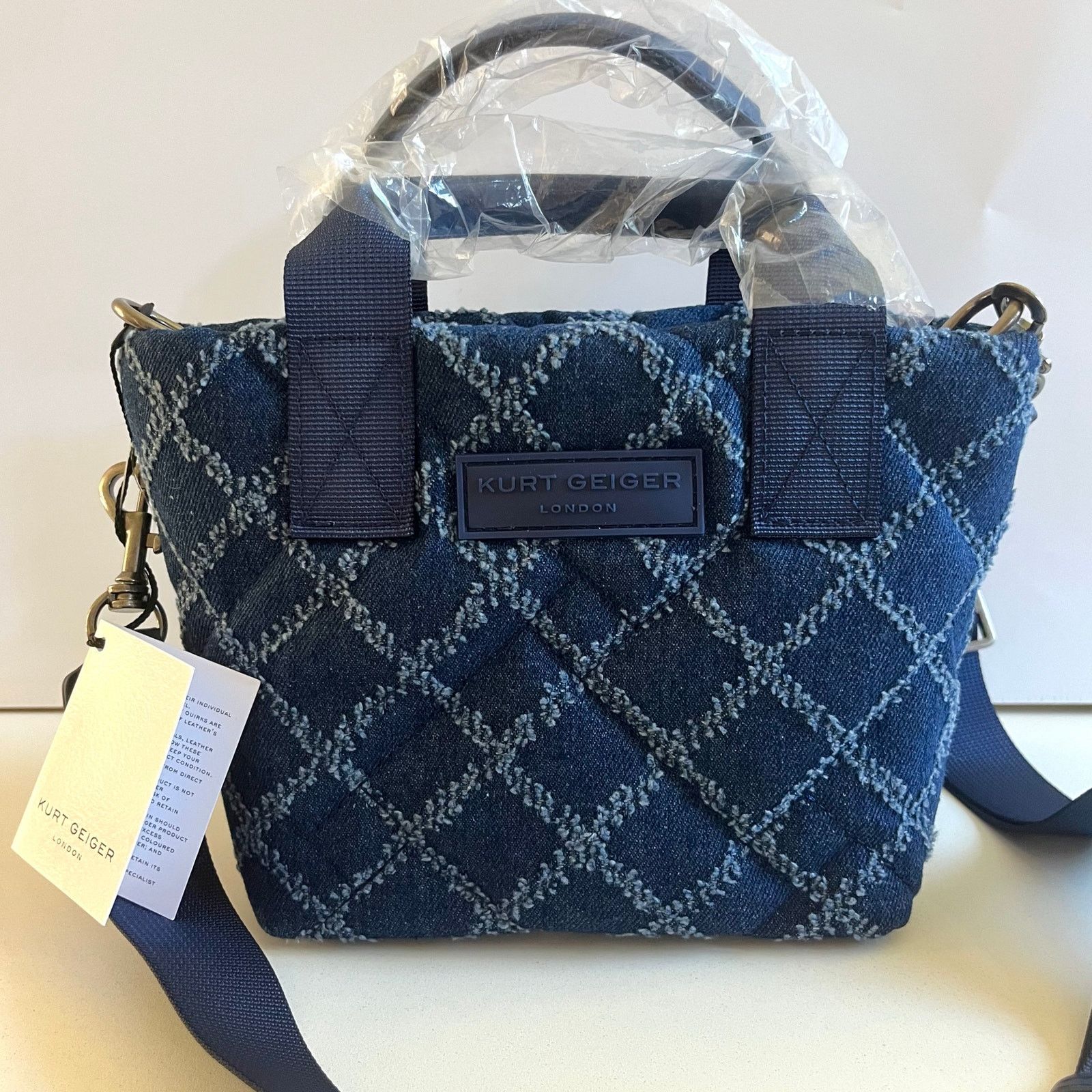 Kurt Geiger Kurt Geiger NWT, Denim Navy Blue, Quilted Tote Bag Size ONE SIZE - 2 Thumbnail