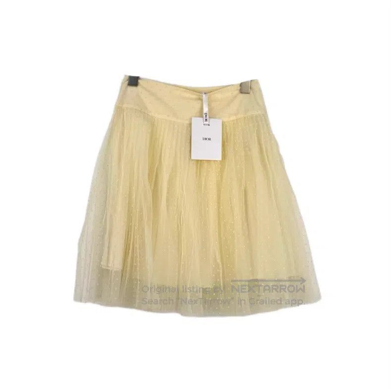 Dior Dior Milk-white small dot gauze skirt Size 24" / US 00 / IT 34 - 1 Thumbnail