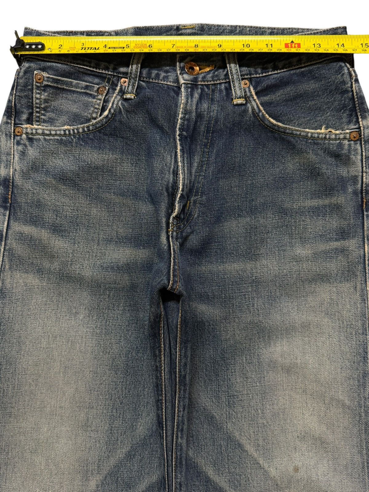 Edwin Vintage 90s Edwin 505 Selvedge Faded Distress Wide Leg Baggy Size US 28 / EU 44 - 11 Thumbnail