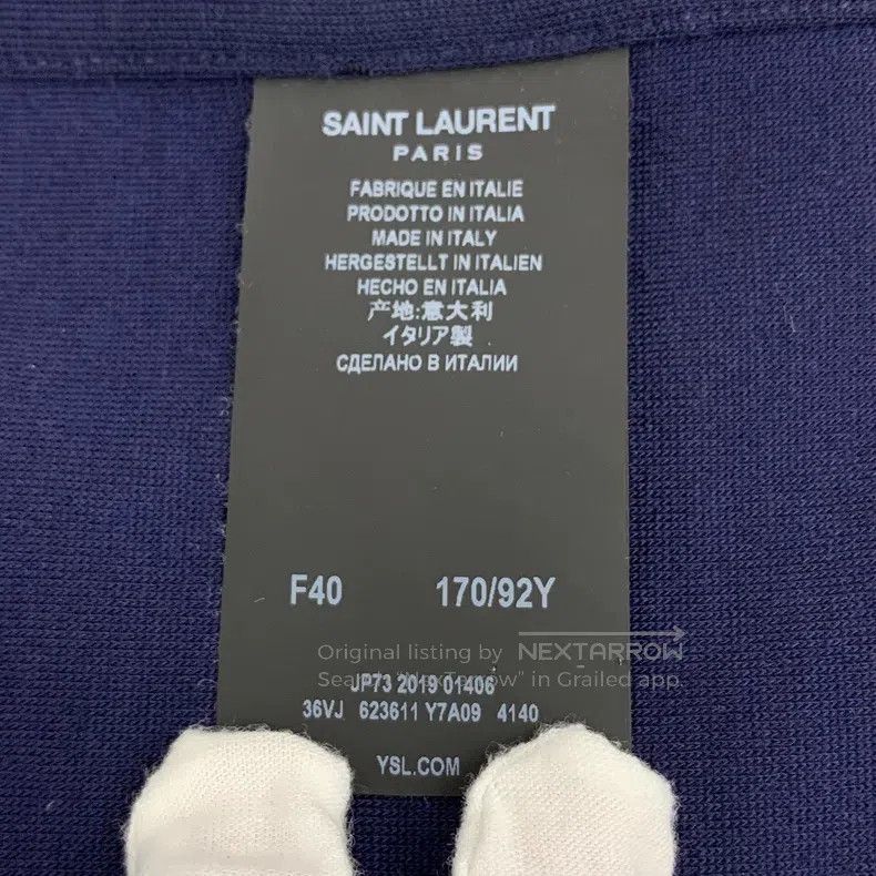 Saint Laurent Paris Saint Laurent Paris Navy Blue Logo Embroidered Wool Lapel Size US M / EU 48-50 / 2 - 6 Thumbnail
