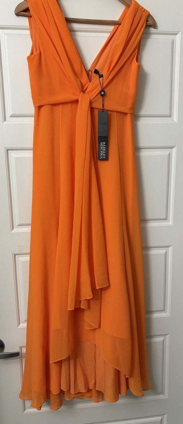 Badgley Mischka NWT Badgley Mischka Orange Front Knot Sleeveless Gown 6 Size M / US 6-8 / IT 42-44 - 6 Thumbnail