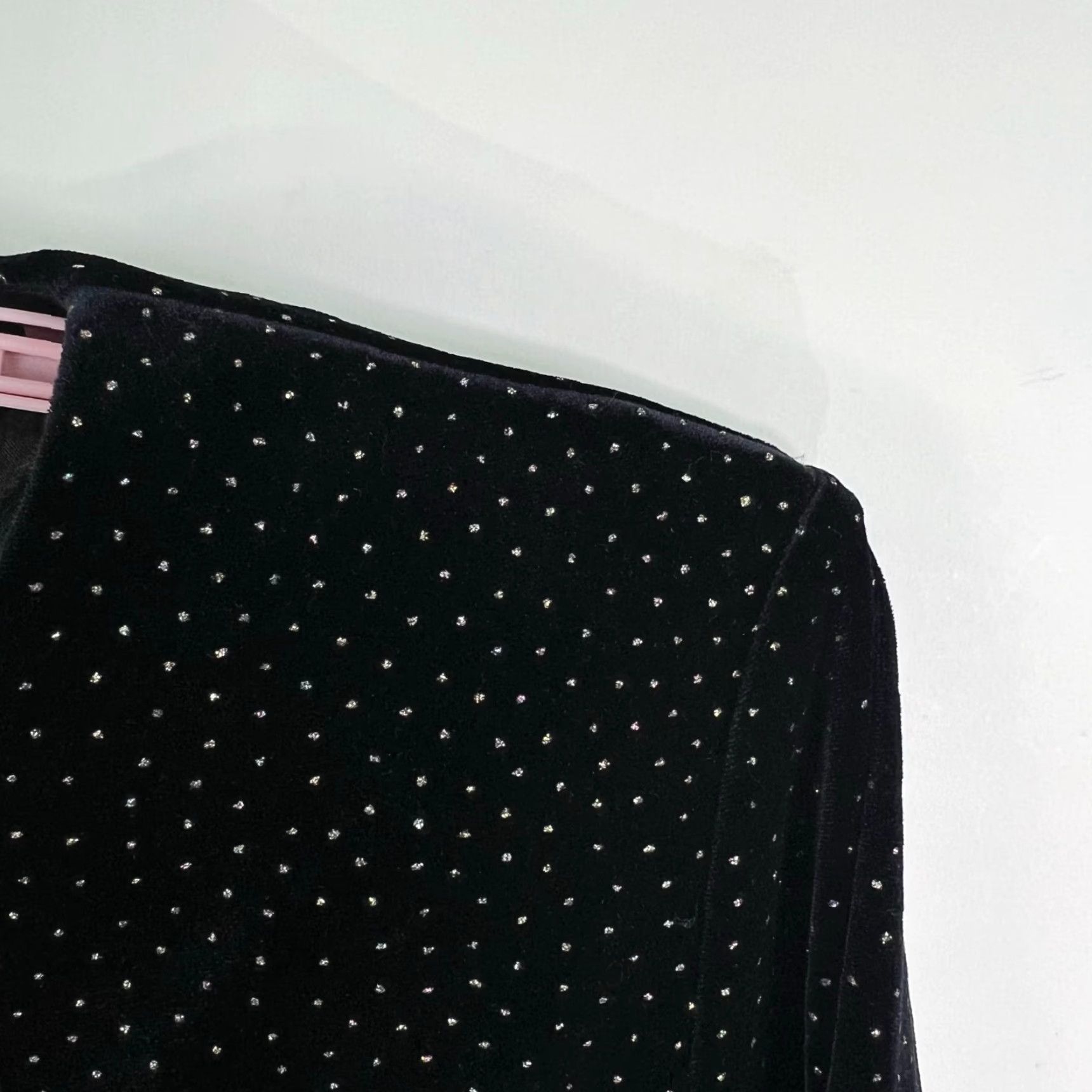 Velvet Ronni Nicole Button-Up Jacket Women's Petite 14P Black Velvet Glitter Sparkle Cardigan Shirt Size XL / US 12-14 / IT 48-50 - 2 Thumbnail