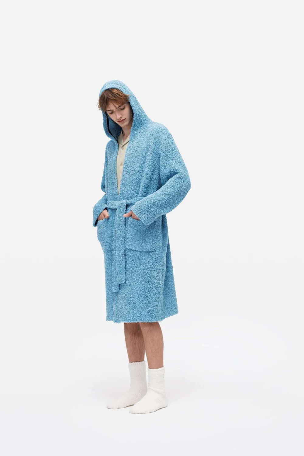Tekla o1mle0325 Unisex Hooded Bathrobe in Aqua Blue Size US XL / EU 56 / 4 - 3 Thumbnail