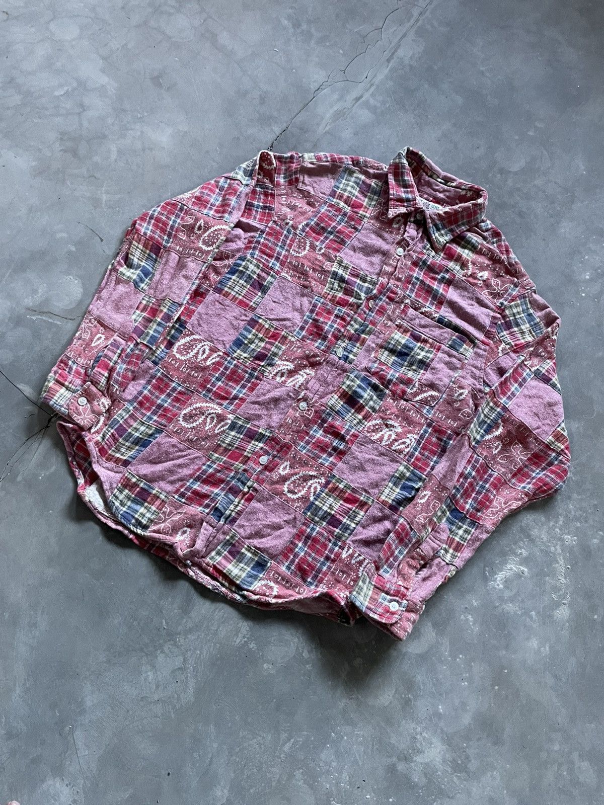 Japanese Brand Spice Island Patch Work Flannel Paisley Pattern Button Ups Size US M / EU 48-50 / 2 - 2 Thumbnail