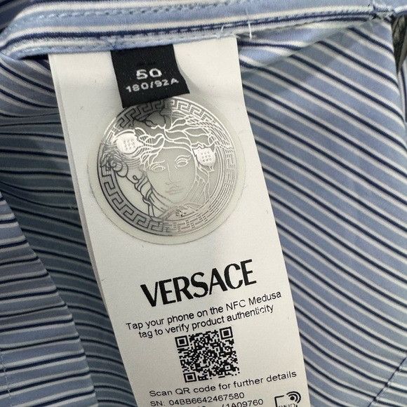Versace Versace Nautical-Print Striped Shirt Blue Men’s Size 50/US L Size US L / EU 52-54 / 3 - 6 Thumbnail