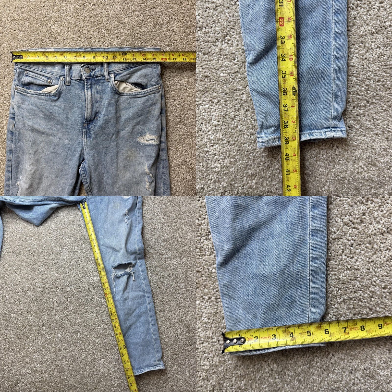 H&M H&M Slim Tapered Jeans Mens 32x32 Light Wash Blue Denim Size US 32 / EU 48 - 8 Thumbnail