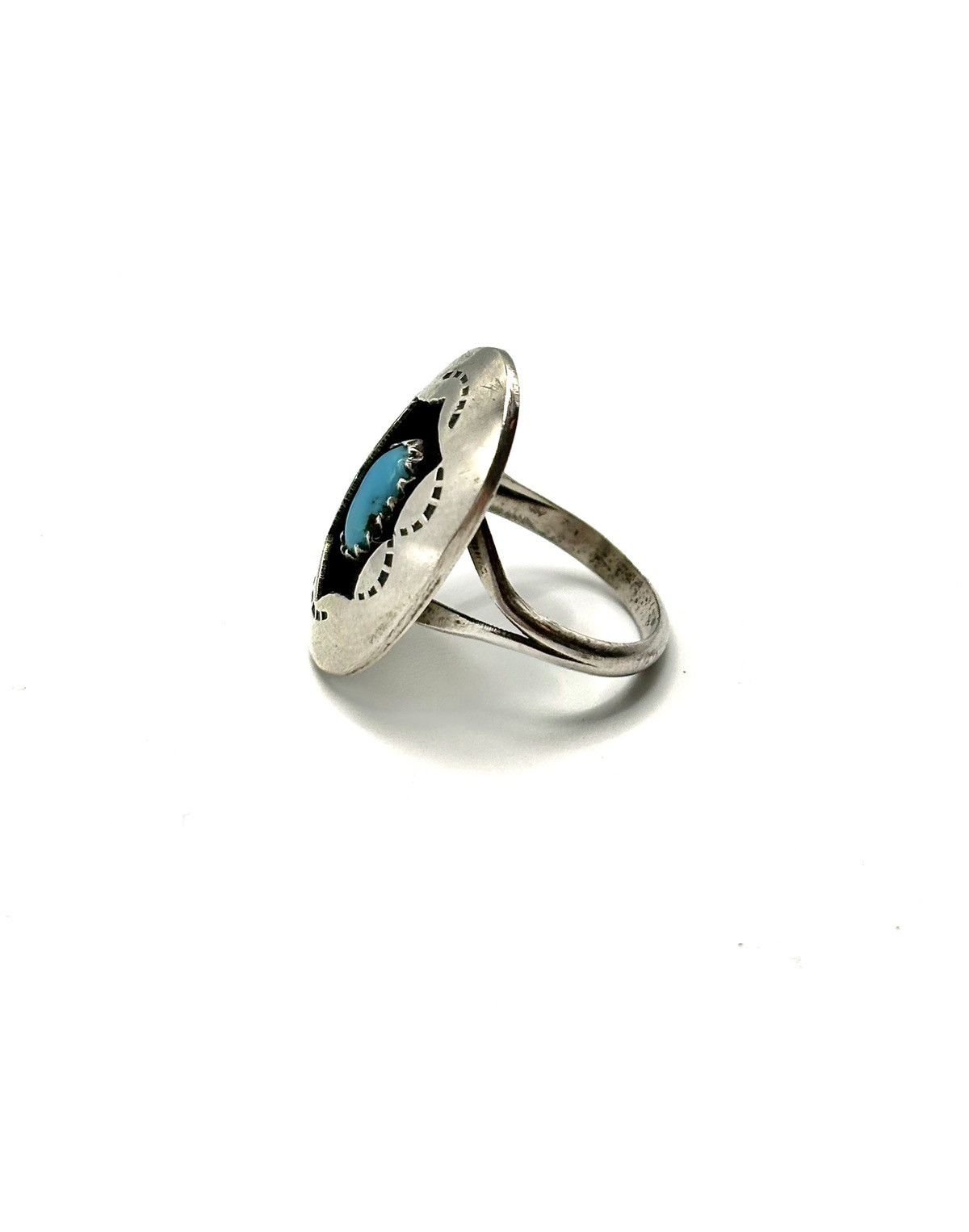 Sterling Silver Navajo .925 Sterling Silver Turquoise Ring Size ONE SIZE - 3 Thumbnail