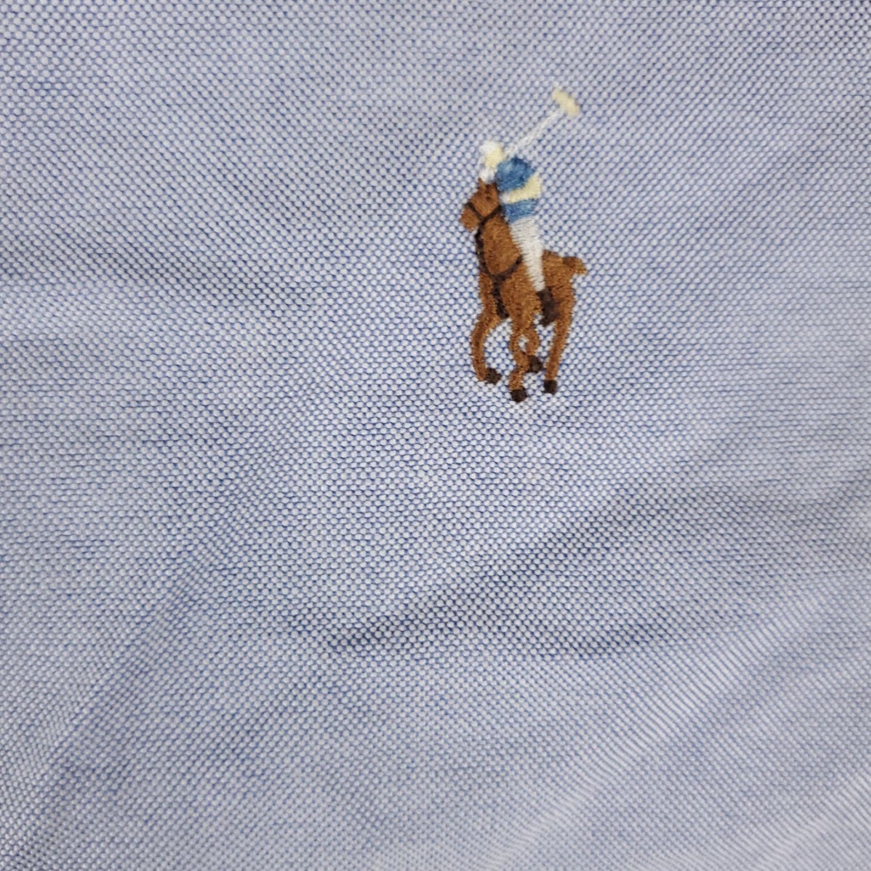 Ralph Lauren VINTAGE Ralph Lauren Dress Shirt Mens Size 18 Blue Cotton Long Sleeve Button-Down Business Casual Formal Size 48R - 2 Thumbnail