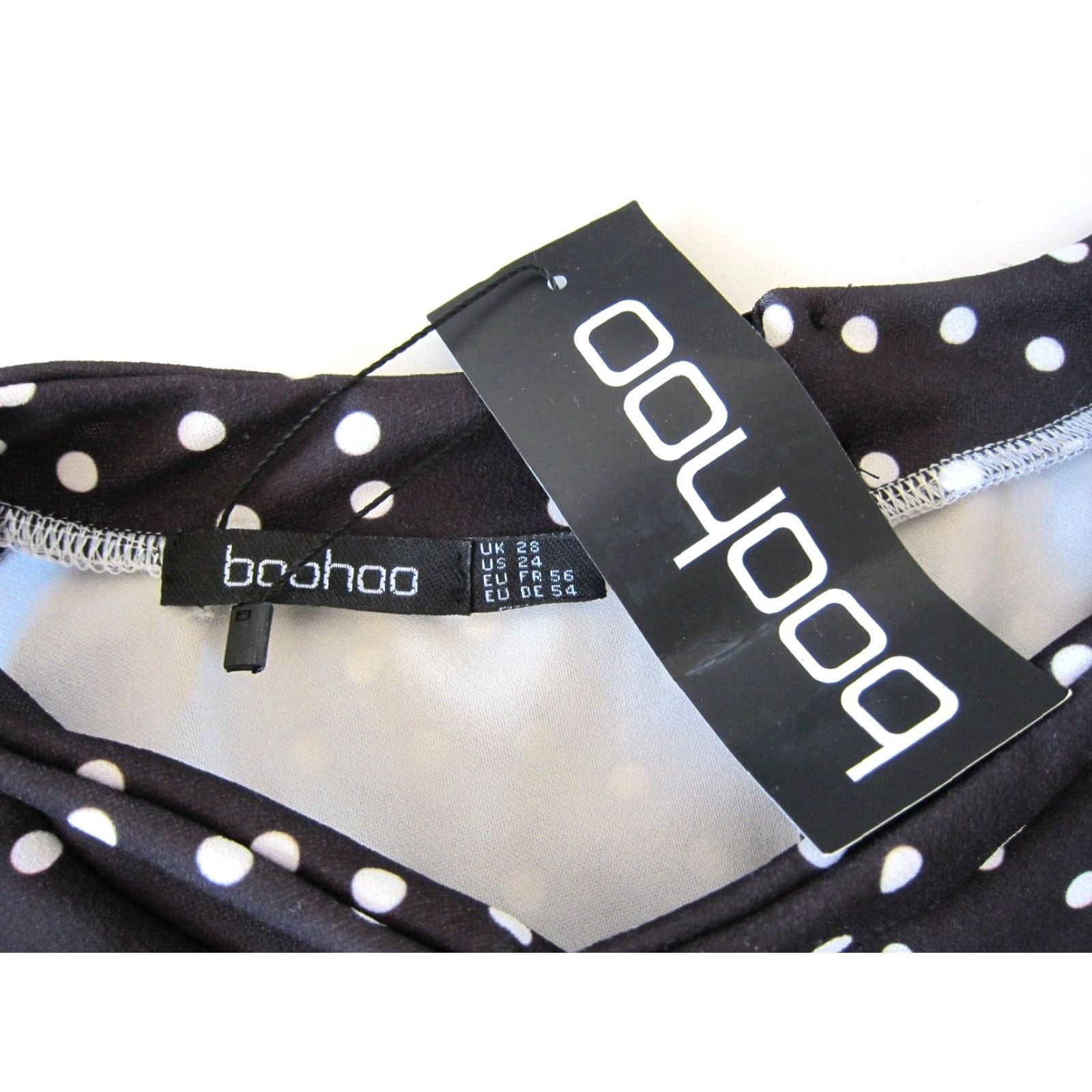Boohoo NWT Boohoo Black White Polka Dot High Neck Cold Shoulder Blouse Plus 24 Size 4XL / US 24-26 - 5 Thumbnail