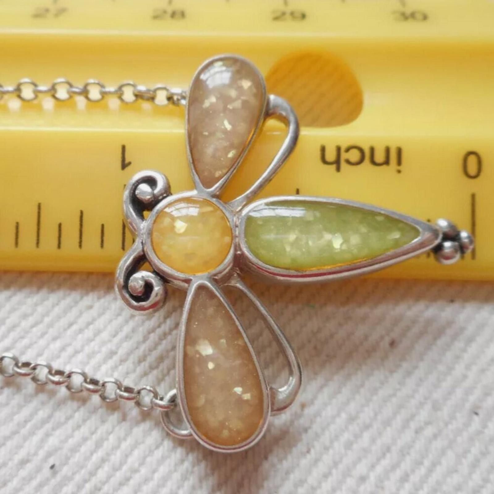Vintage VTG Carolyn Pollack Relios 925 Sterling Dragonfly Necklace Size ONE SIZE - 5 Thumbnail