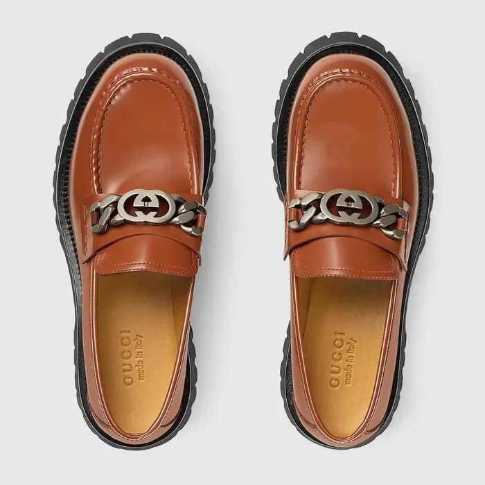 Gucci o1s1wg111025 Loafers With Interlocking G in Brown Size US 11.5 / EU 44-45 - 5 Thumbnail