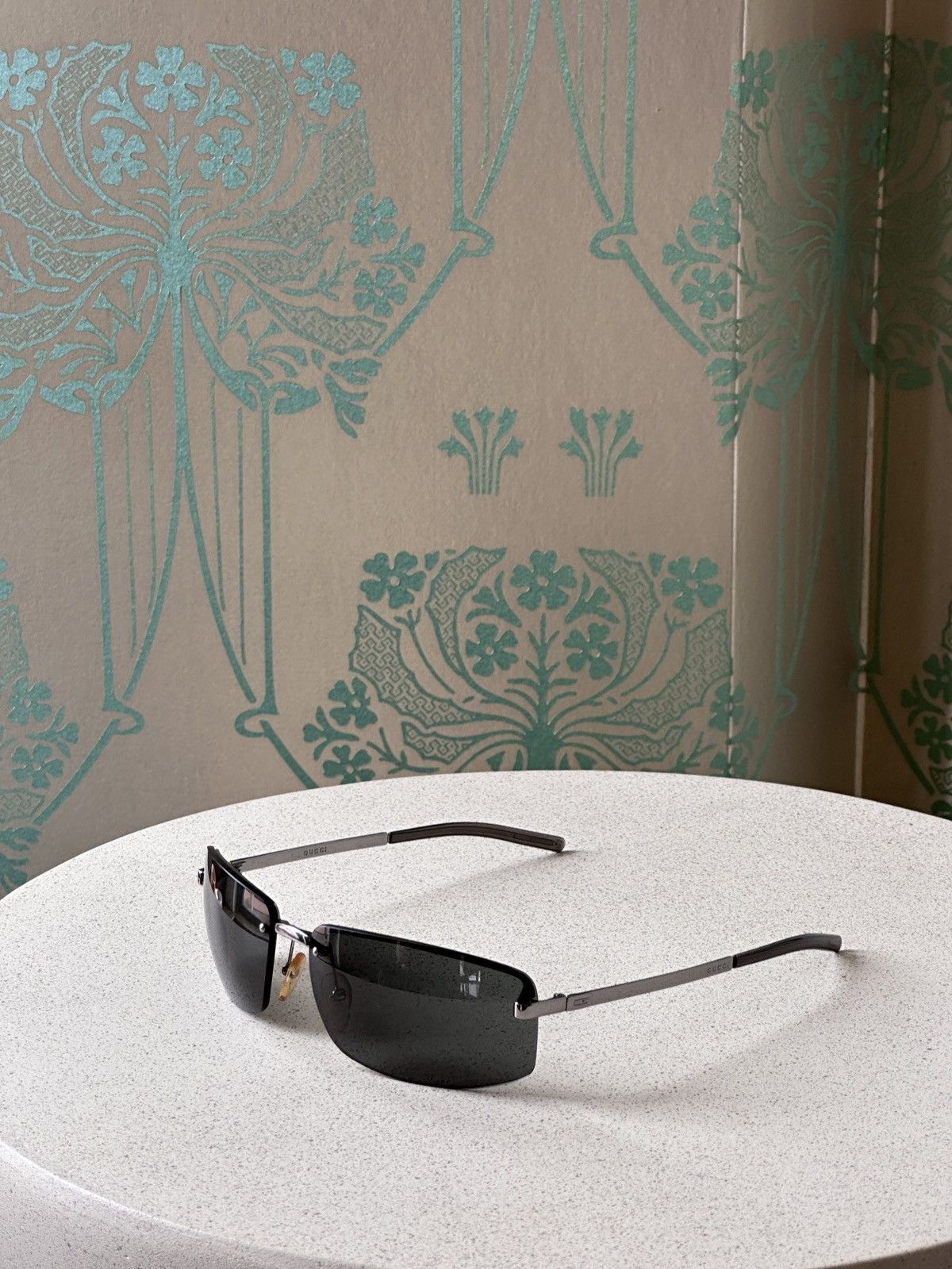 GUCCI Rimless Dark Mens Sunglasses GG Logo 1794/S Y2K