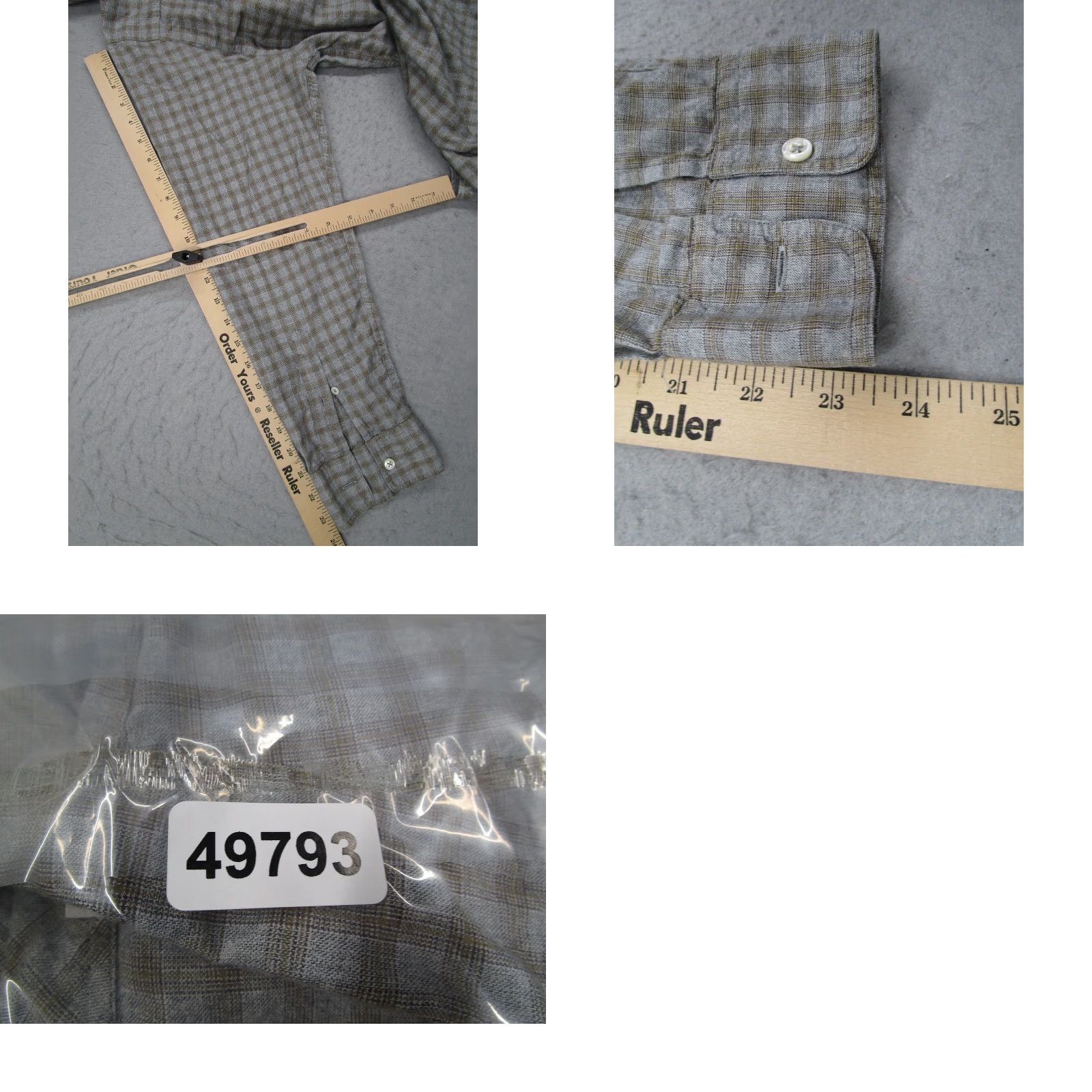 Billy Reid VINTAGE? Wait: Not vintage. Billy Reid Shirt Mens XL Gray Olive Plaid Button-Down Standard Made in Italy Size US XL / EU 56 / 4 - 8 Thumbnail