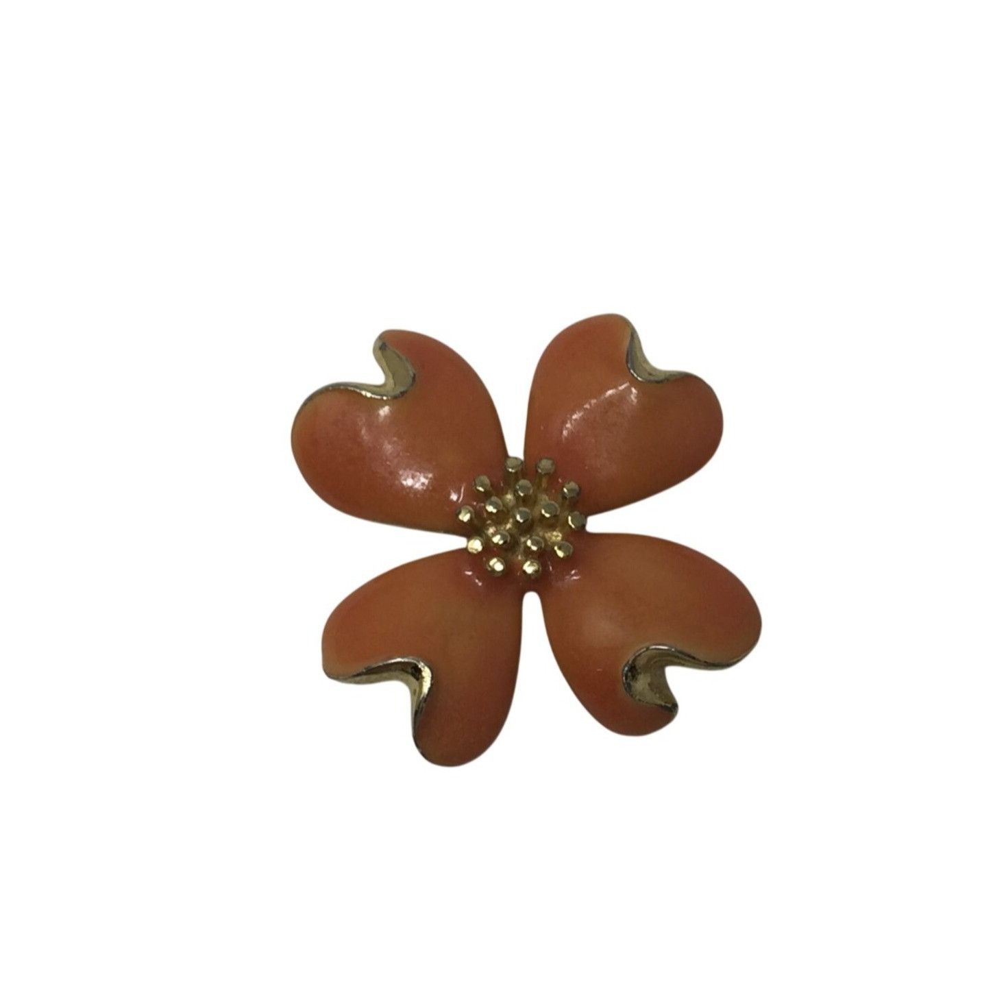 Other Vintage Orange and Gold Tone Flower Brooch Pin Size ONE SIZE - 1 Thumbnail