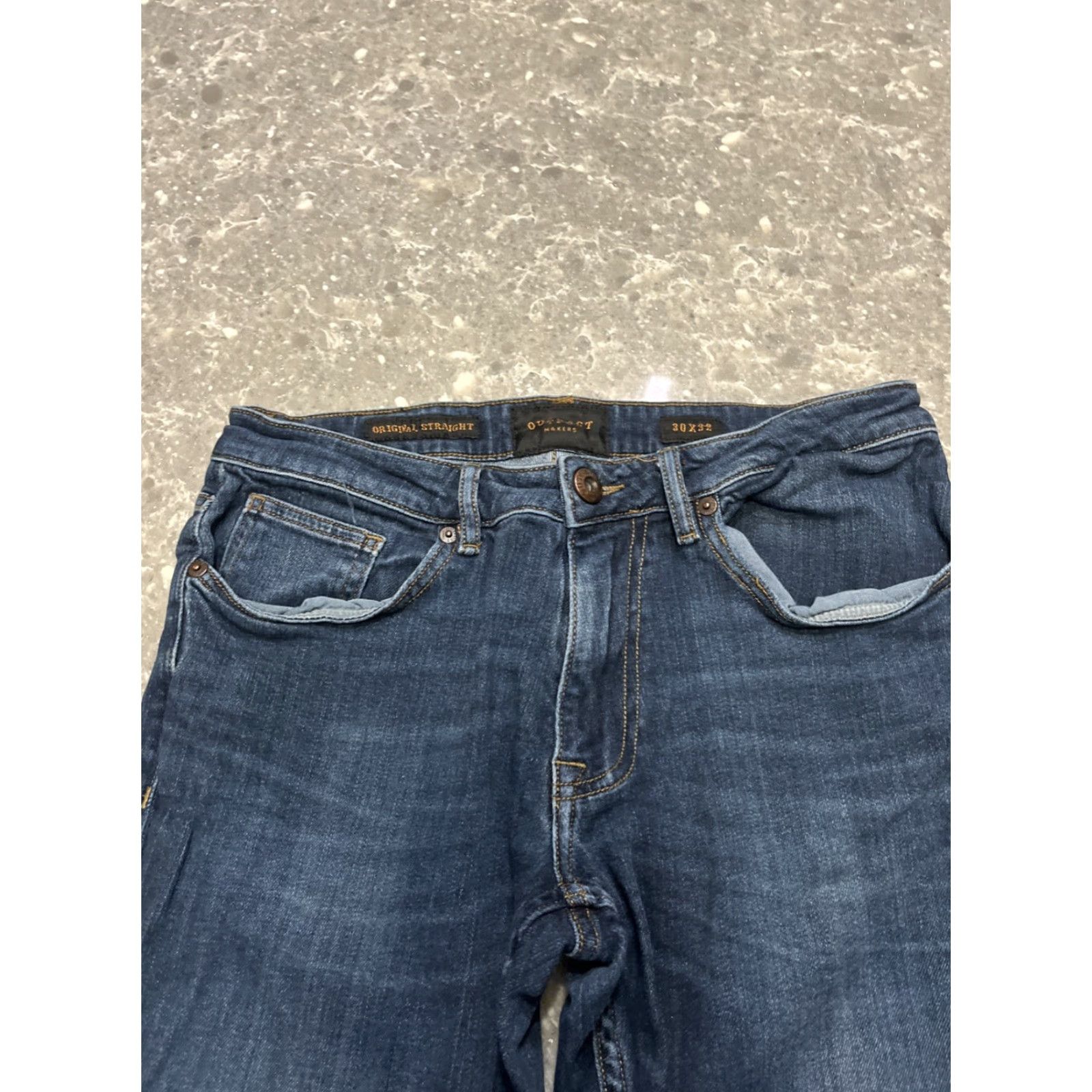 Vintage Outpost Makers Jeans Men 32x30 Dark Blue Original Straight Stretch Denim 30 In Inseam Mens Size US 32 / EU 48 - 2 Thumbnail