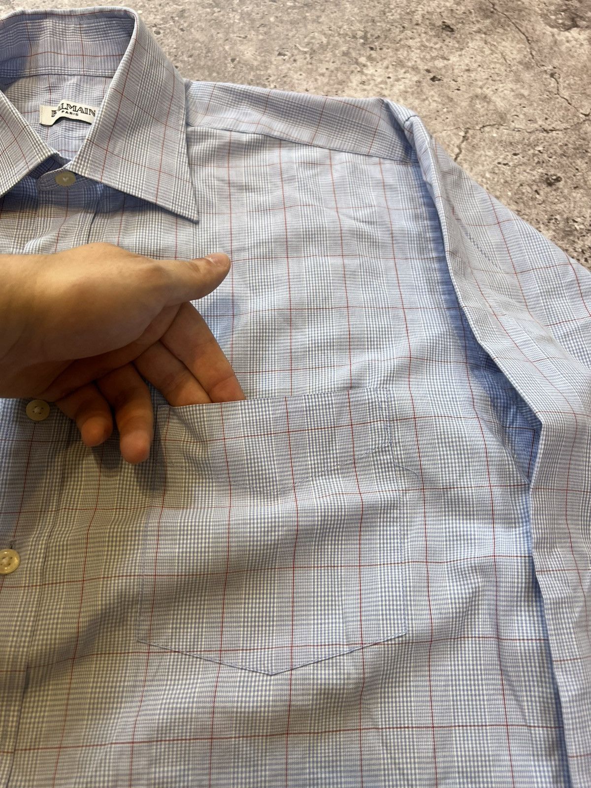 Balmain Vintage Balmain Paris White Blue Pattern Shirt France Luxury Size US L / EU 52-54 / 3 - 3 Thumbnail