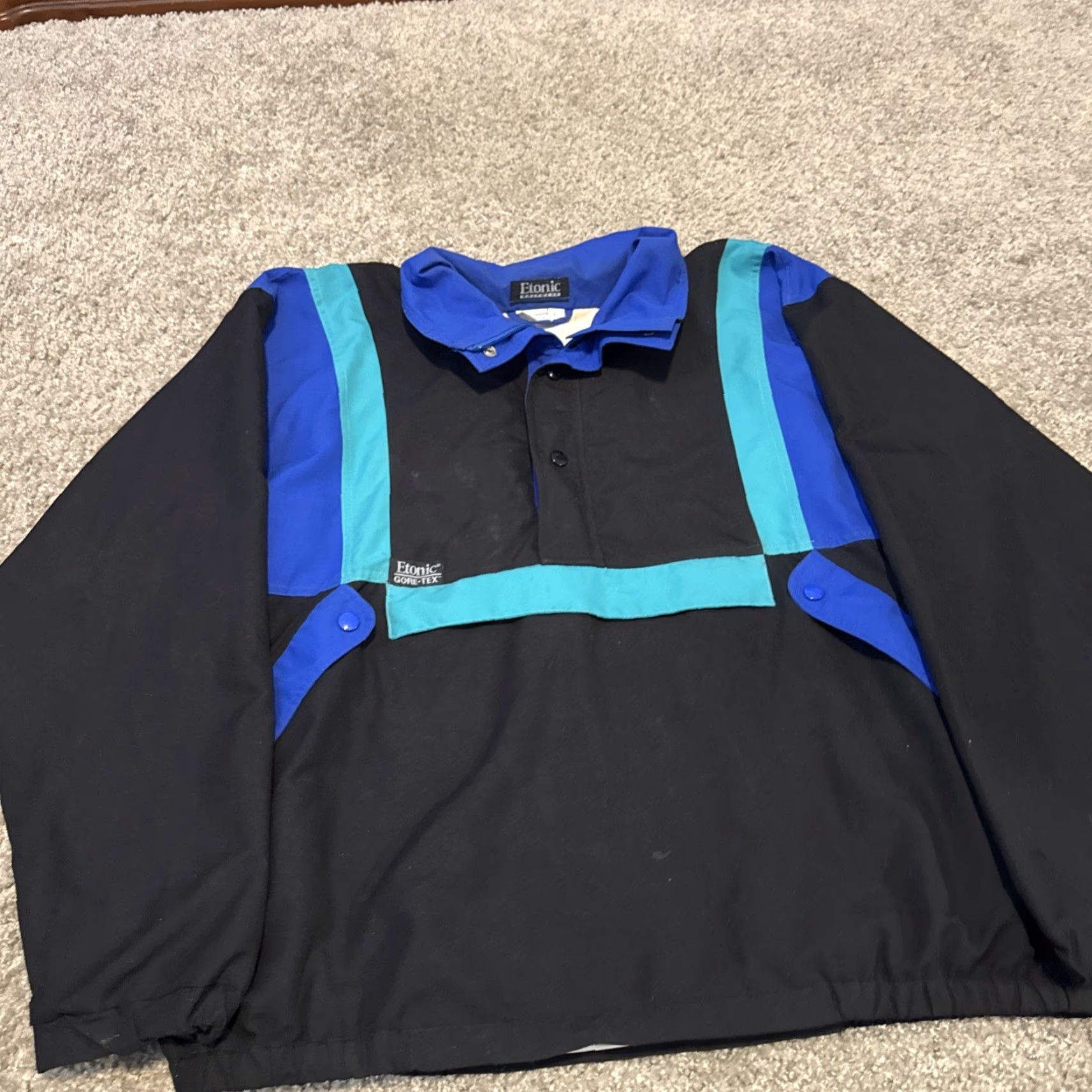 Vintage VINTAGE Etonic Windbreaker Jacket Mens L Golf Gore-Tex Water Resistant 90s Blue Teal Nylon Pullover - Size US L / EU 52-54 / 3 - 3 Thumbnail