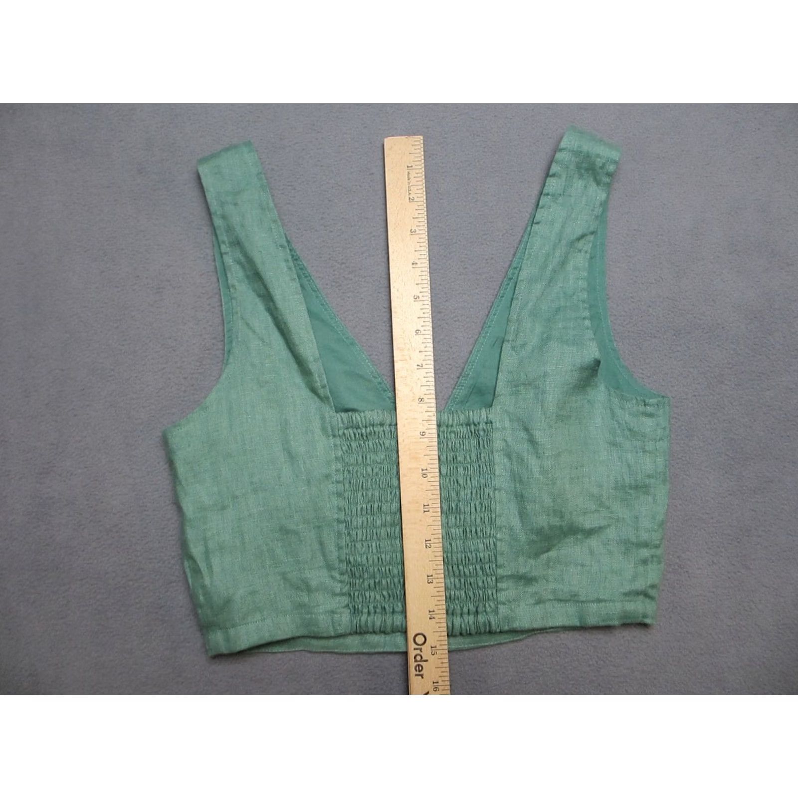 Madewell Madewell Green Trellis Gwen Crop V-Neck Button Front Linen Vest Top Women's 0 Size XS / US 0-2 / IT 36-38 - 7 Thumbnail