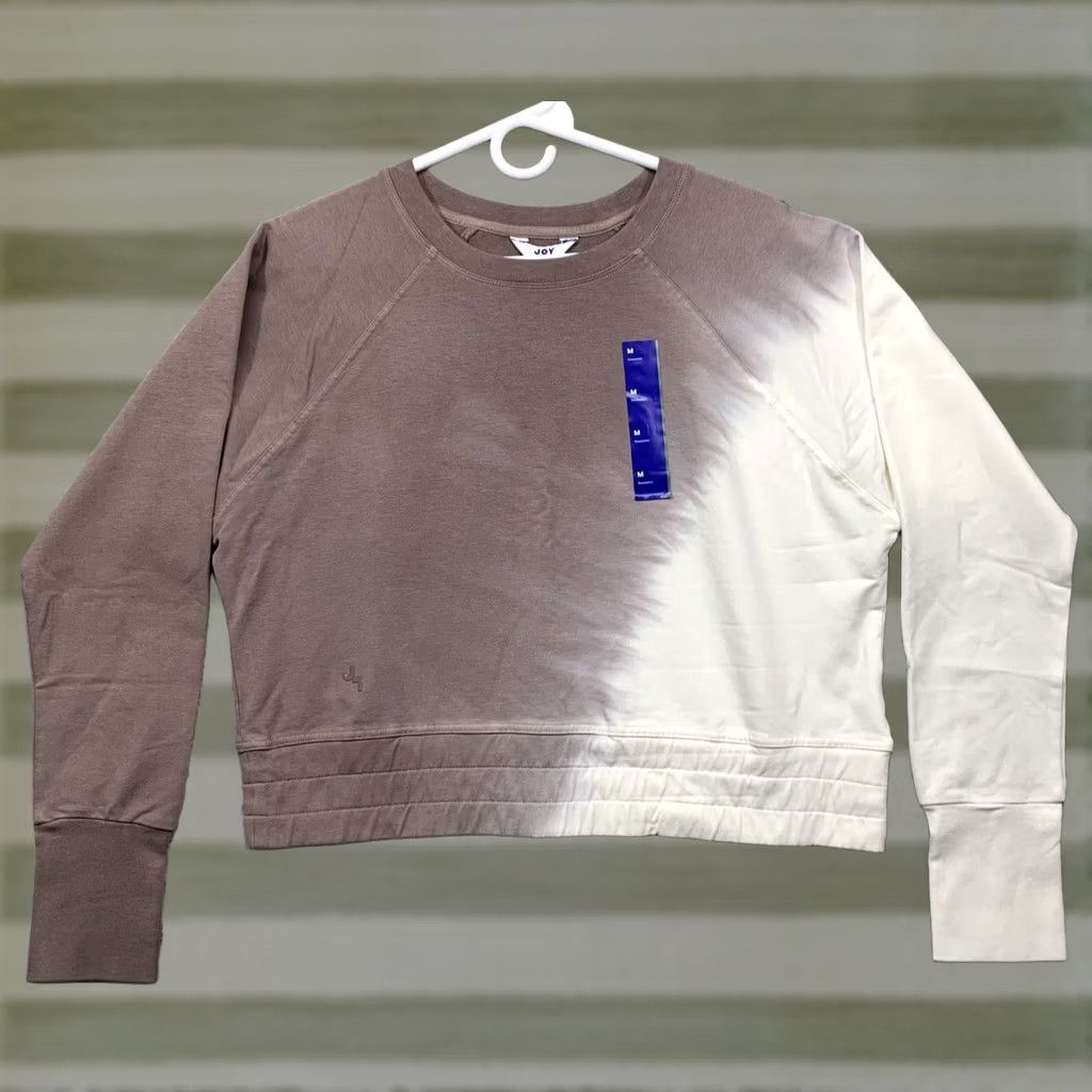 Vintage Joy Lab Cropped Sweatshirt Women’s Mocha & Cream Size M Thumb Holes NWT Size M / US 6-8 / IT 42-44 - 1 Thumbnail
