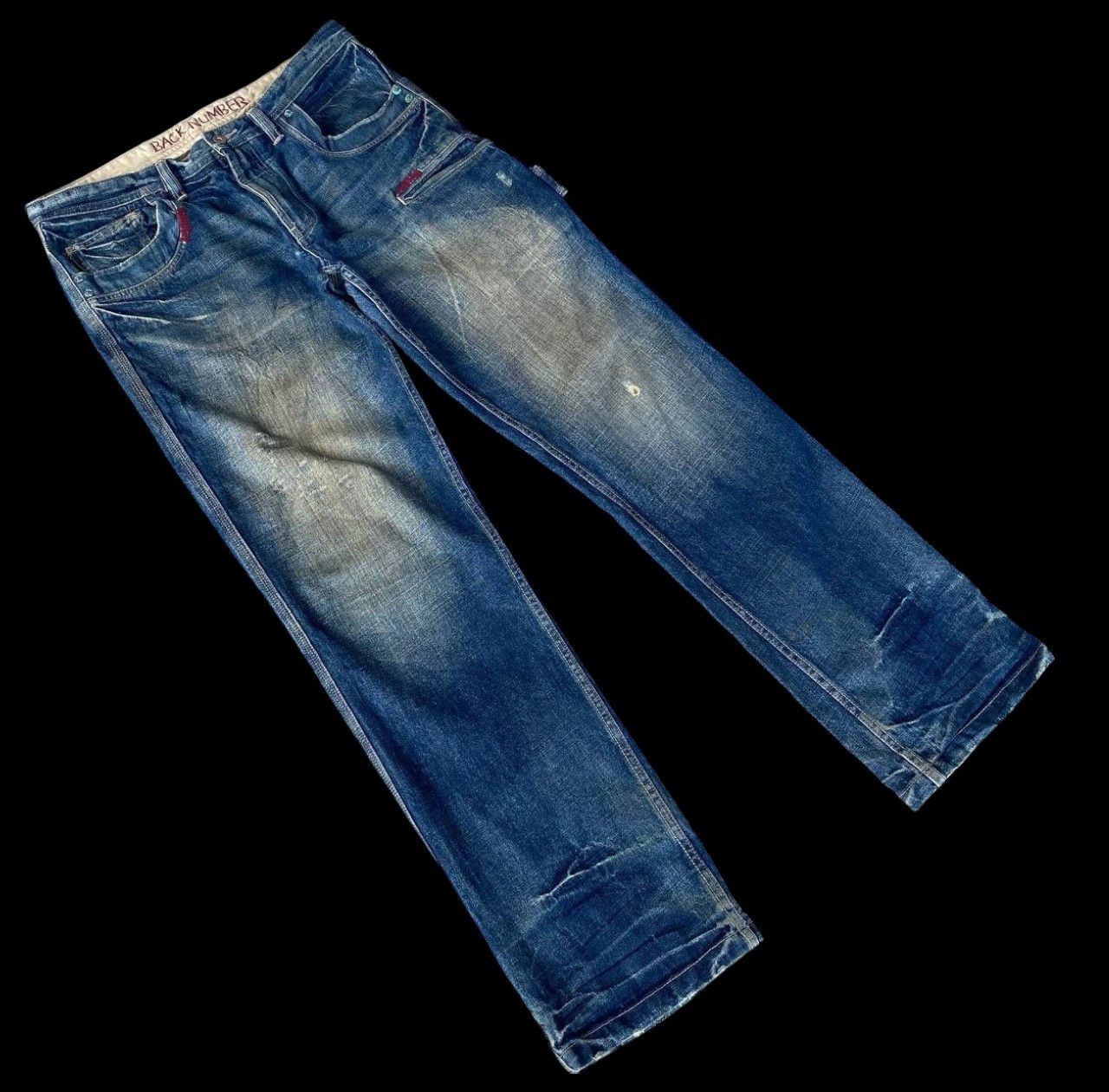 Japanese Brand W36X33 VTG BACK NUMBER DISTRESSED DENIM MUDWASH RUSTY DIRTY Size US 36 / EU 52 - 9 Thumbnail