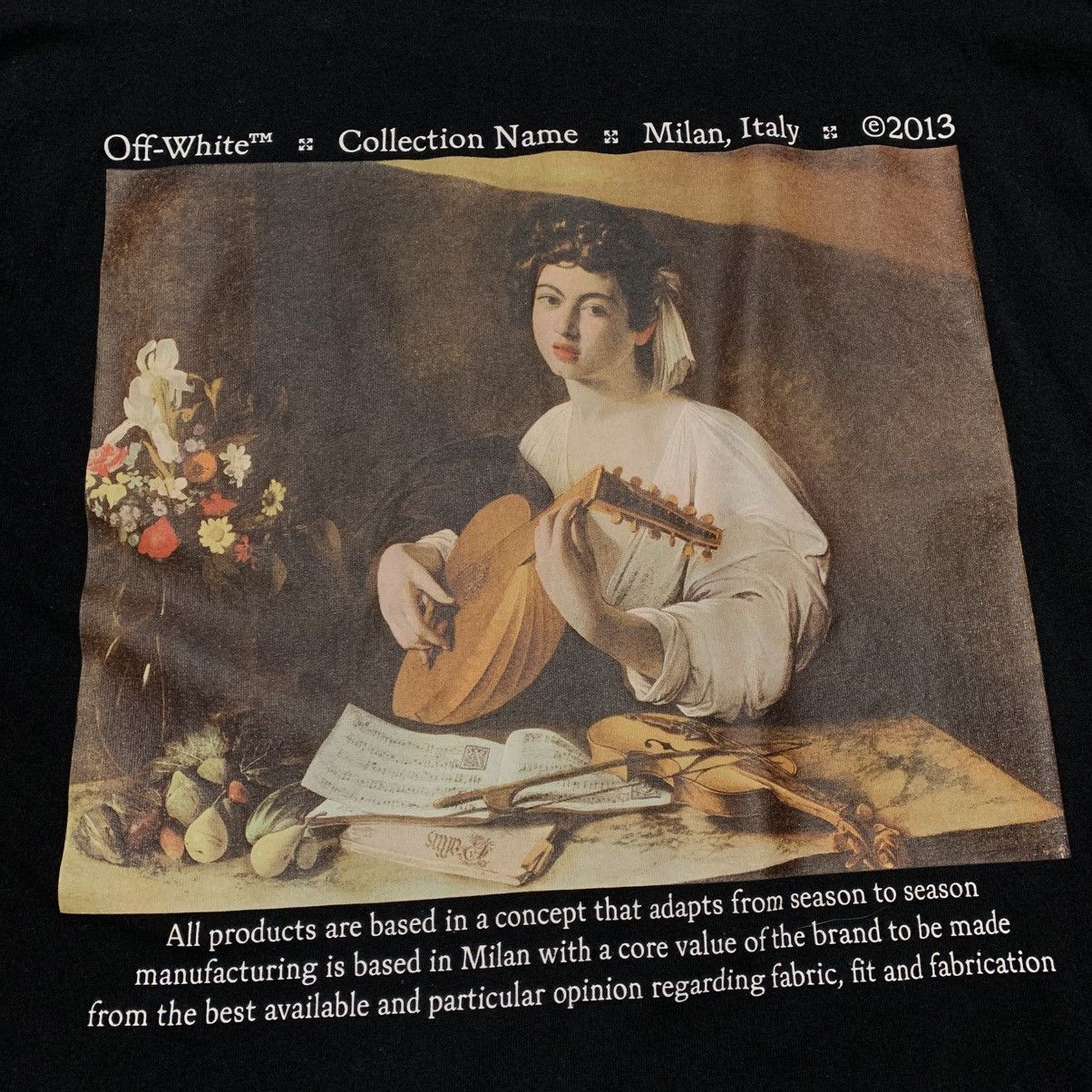 Off-White Off White Large Caravaggio Lute Black Tee Virgil Abloh Size US L / EU 52-54 / 3 - 3 Thumbnail