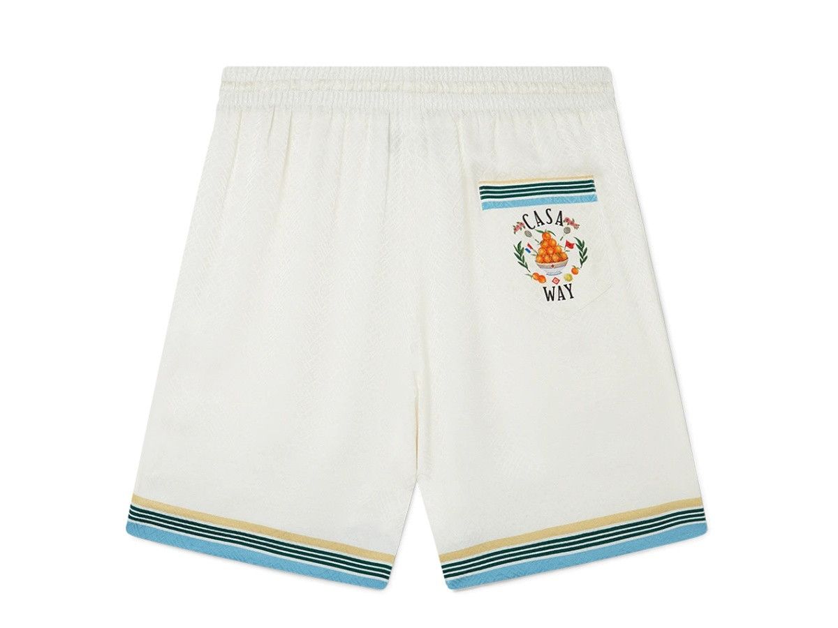 Casablanca o1mle0326 Drawstring Silk Shorts Casa Way in White Size US 32 / EU 48 - 2 Thumbnail