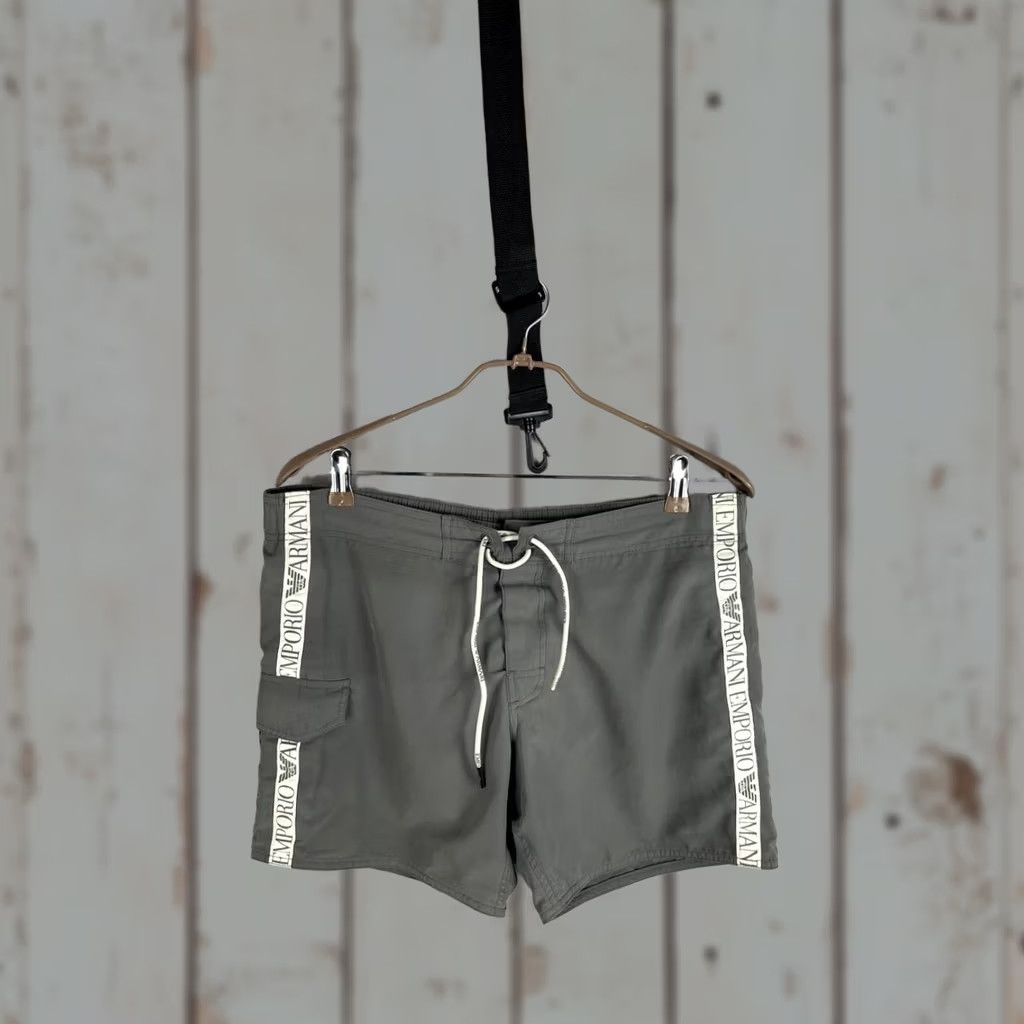Emporio Armani Emporio Armani Mens Swim Shorts Size M Gray Polyester Drawstring Elastic Waist Size US 31 - 1 Thumbnail