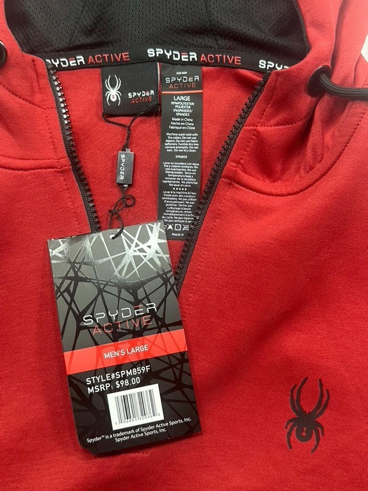 Spyder Spyder Active 1/4 Zip Arm Pocket Drawstring Hoodie Red Men L Size US L / EU 52-54 / 3 - 6 Thumbnail