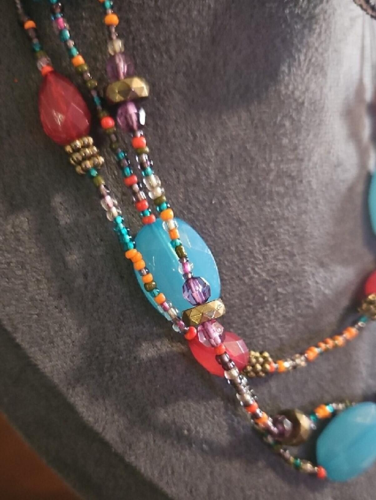 Other Layered Turquoise Colored & Pink Beaded Necklace Size ONE SIZE - 2 Thumbnail