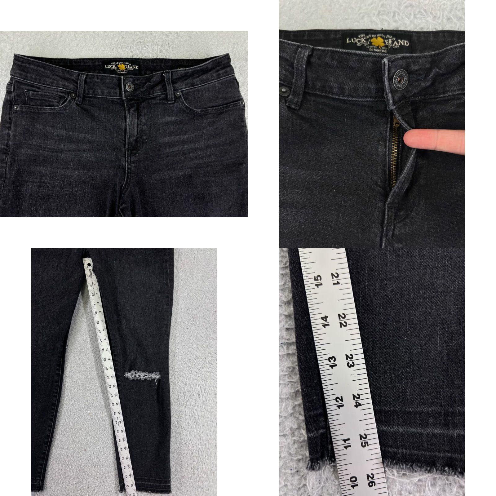 Lucky Brand Lucky Brand Jeans Womens 10 Black Denim Distressed Capri 5-Pocket 25.5in Inseam Cotton Medium Wash Vintage No Size 32" / US 10 / IT 46 - 8 Thumbnail