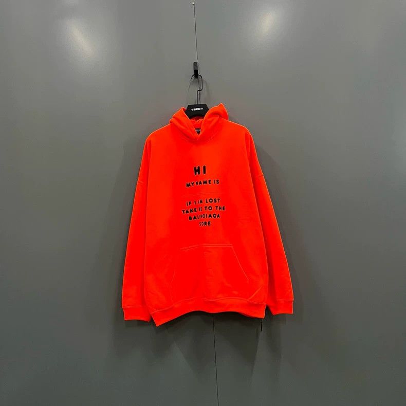 Balenciaga Orange Logo Print Hoodie