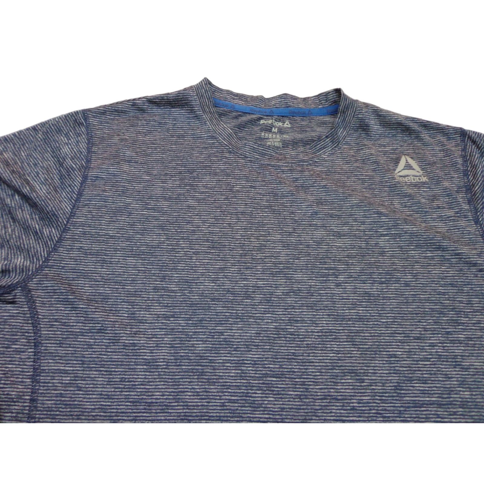 Reebok Reebok T Shirt Blue Striped Speedwick Side Pocket M Adult Mens Size M Regular Color Blue Logo Athletic Short Sleeve Crew Neck Breathable Shirt Size US M / EU 48-50 / 2 - 1 Thumbnail