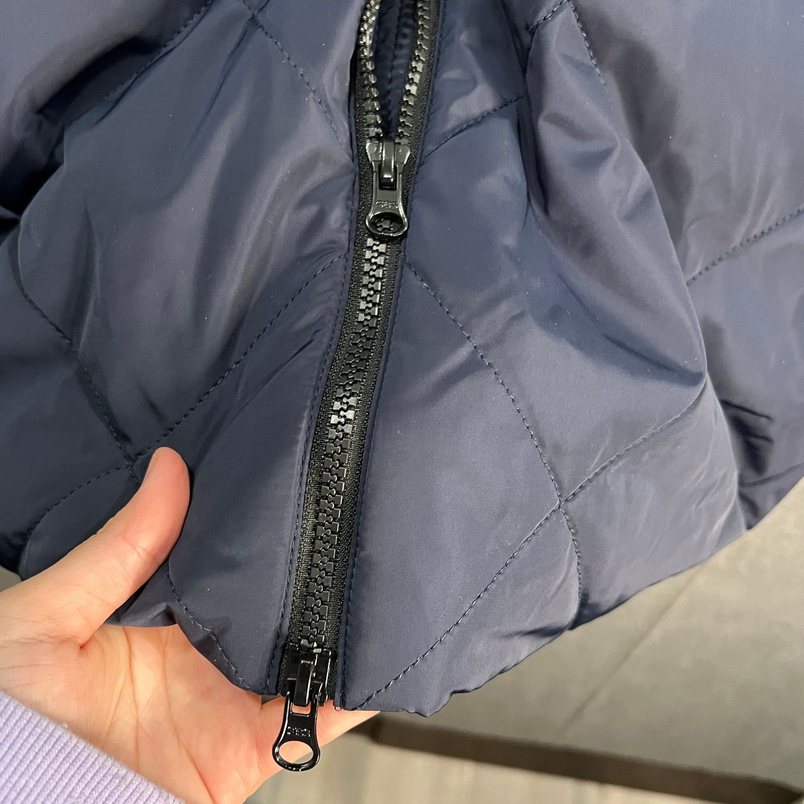 Other Nuage Faux Fur Lined Quilted Parka Navy Womens Jecket Size L / US 10 / IT 46 - 11 Thumbnail