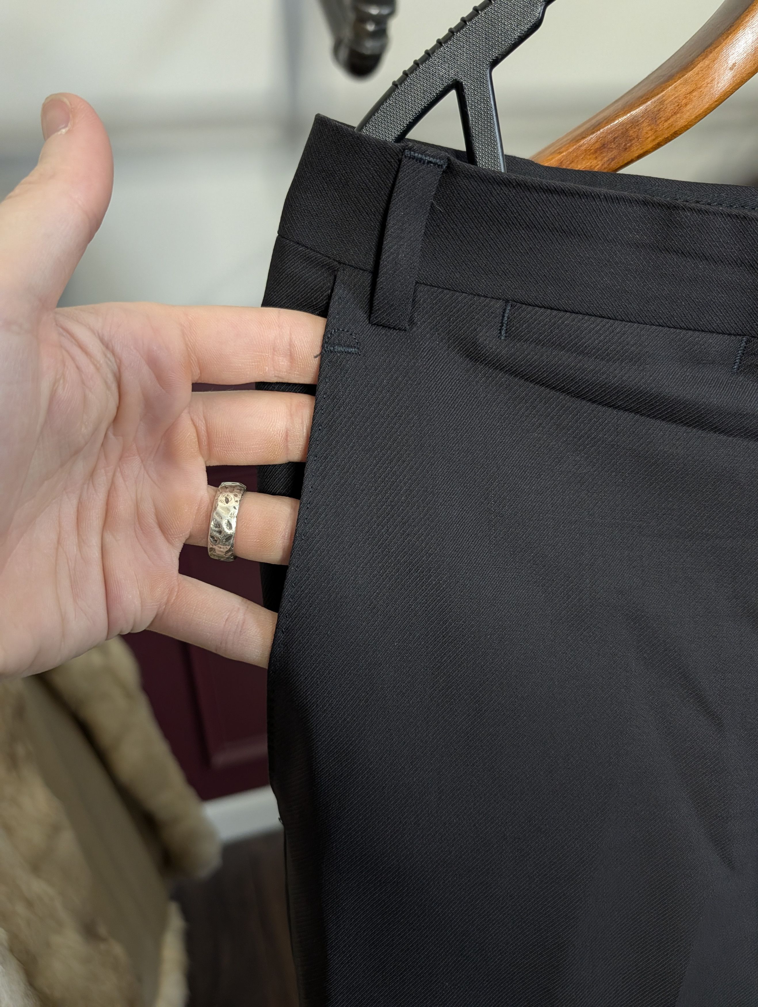 Trussini Black Super 100s Wool Steep Twill Italy Trousers 50 Size US 33 - 4 Thumbnail