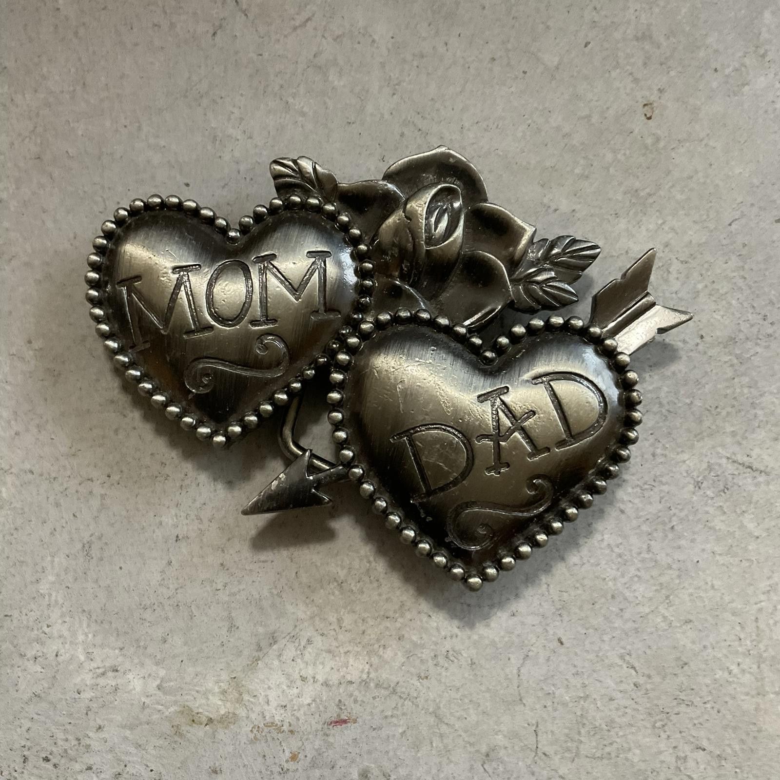 Vintage VTG y2k 2000's tattoo flash mom and dad silver belt buckle Size ONE SIZE - 2 Thumbnail