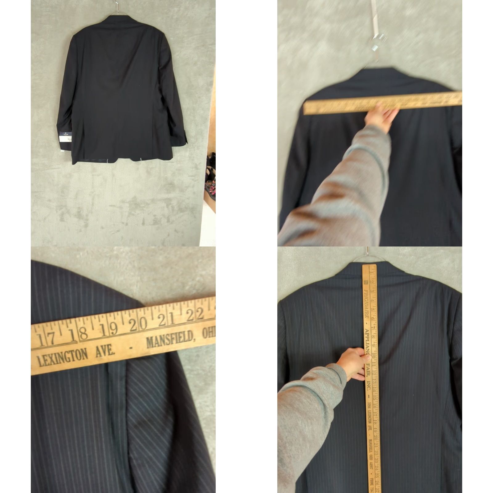 Stafford Stafford Blazer Mens 48R Jacket Notch Lapel Pinstripe Wool Classic Fit Suit Coat Navy 97% Wool 3% Polyester Blazer Mens 48R Regular Size Regular Fit Size 48R - 8 Thumbnail